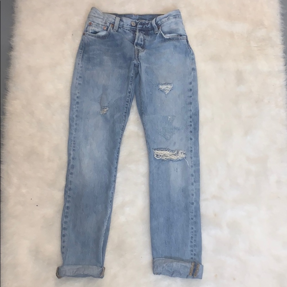Distressed Levi Strauss Blue Jeans